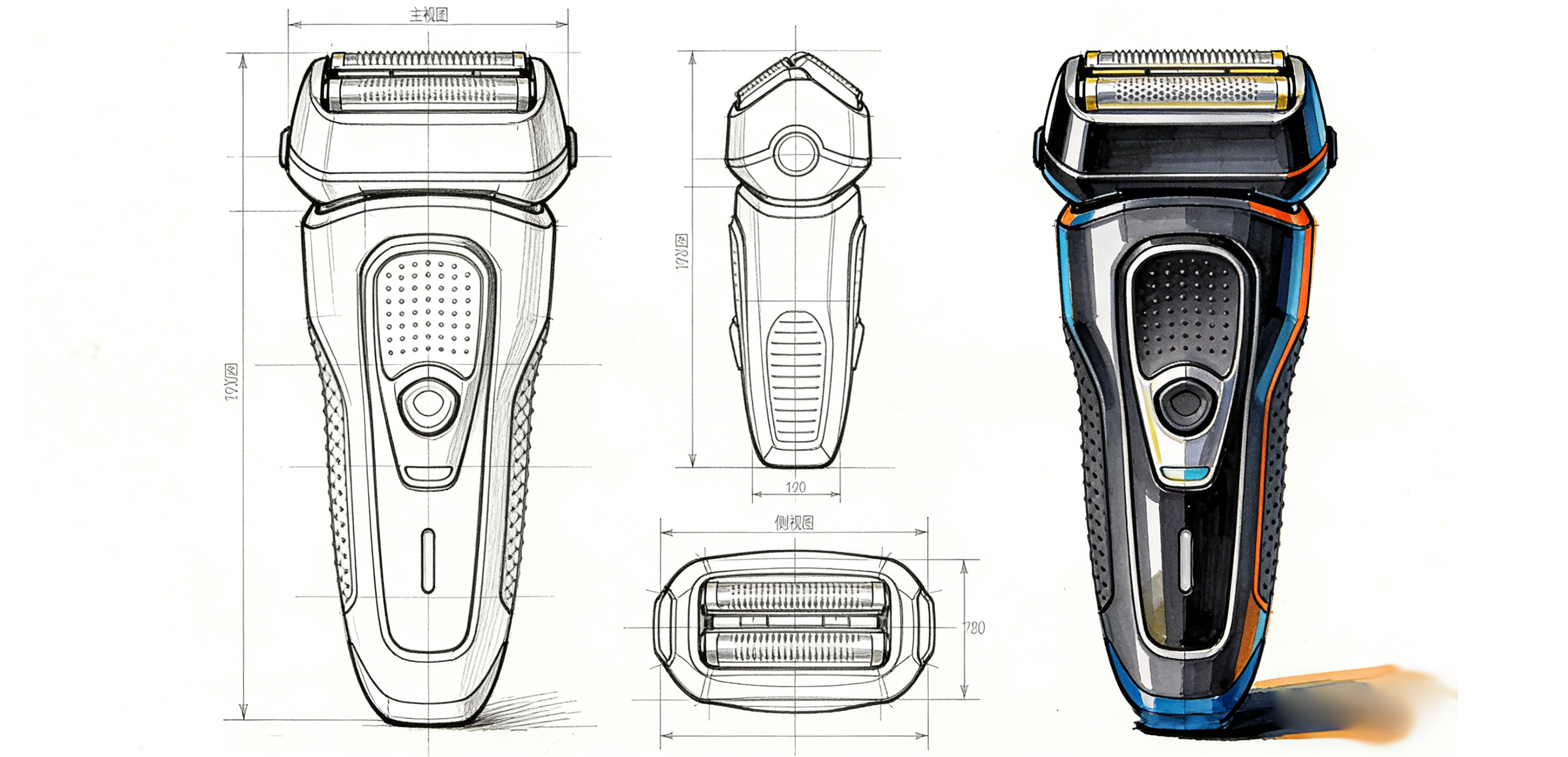 3D建模作品展示，复杂的几何结构，金属质感表面，光影效果突出，深色背景